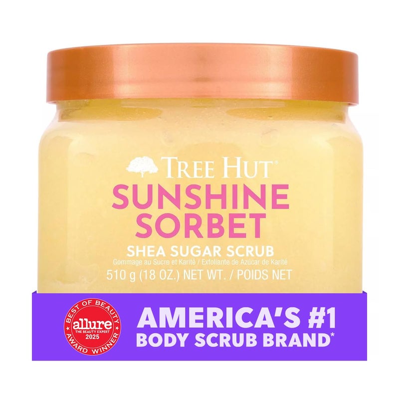 Treehut Sunshine Sorbet Shea Sugar Scrub, Exfoliating, Hydrating & Moisturizing Body Scrub with Shea Butter & Nourishing Essential Oils, Smooth & Soften Skin, 18 oz - Image 3